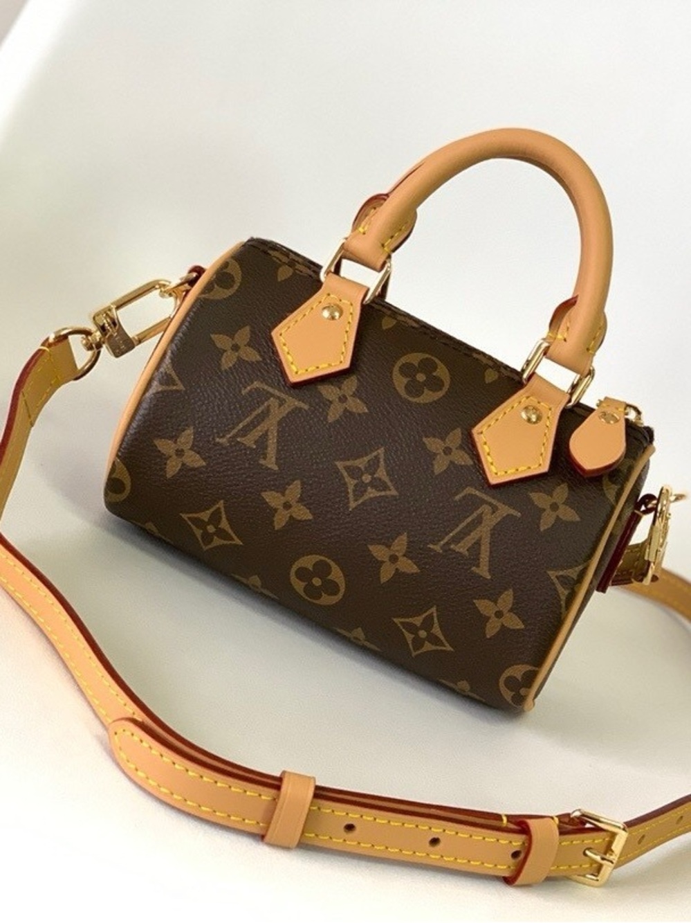 Louis Vuitton Brown Monogram Mini Speedy with Natural Vachetta Trim